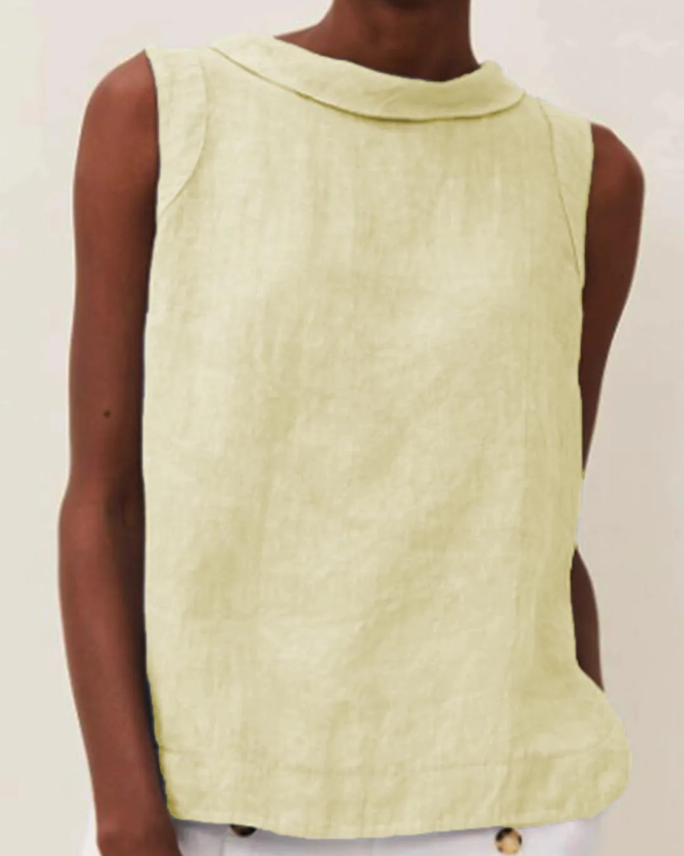 ELVA – Linen Short Sleeve Blouse