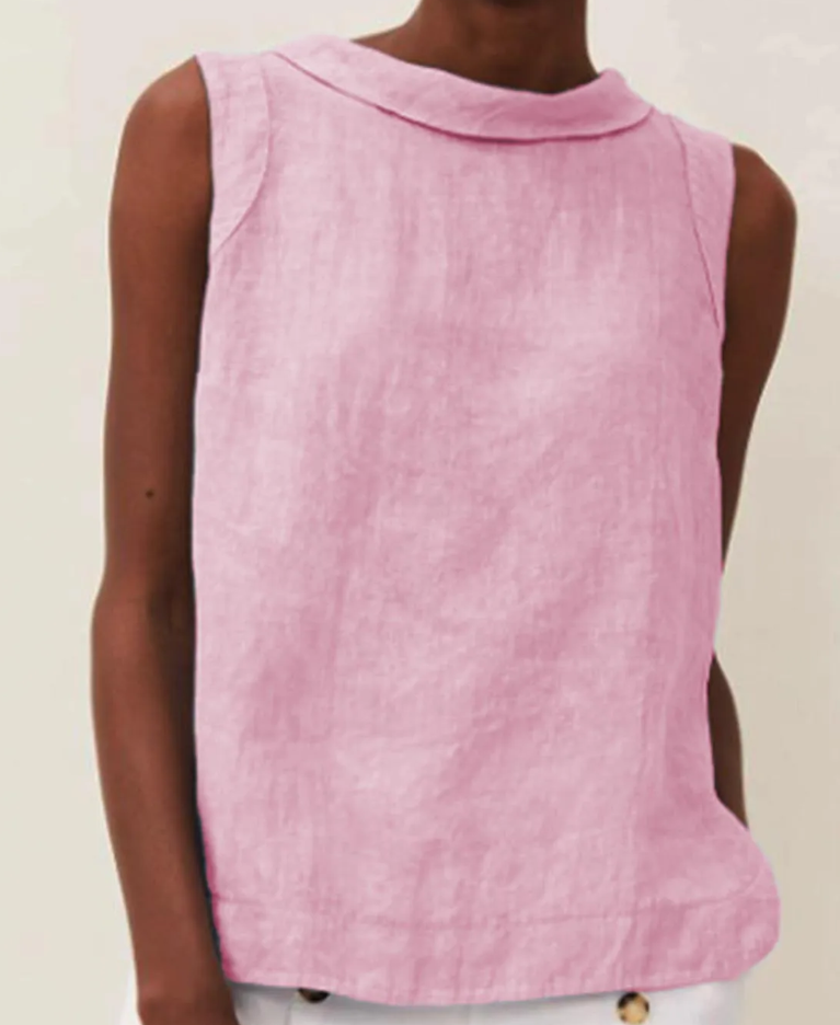 ELVA – Linen Short Sleeve Blouse