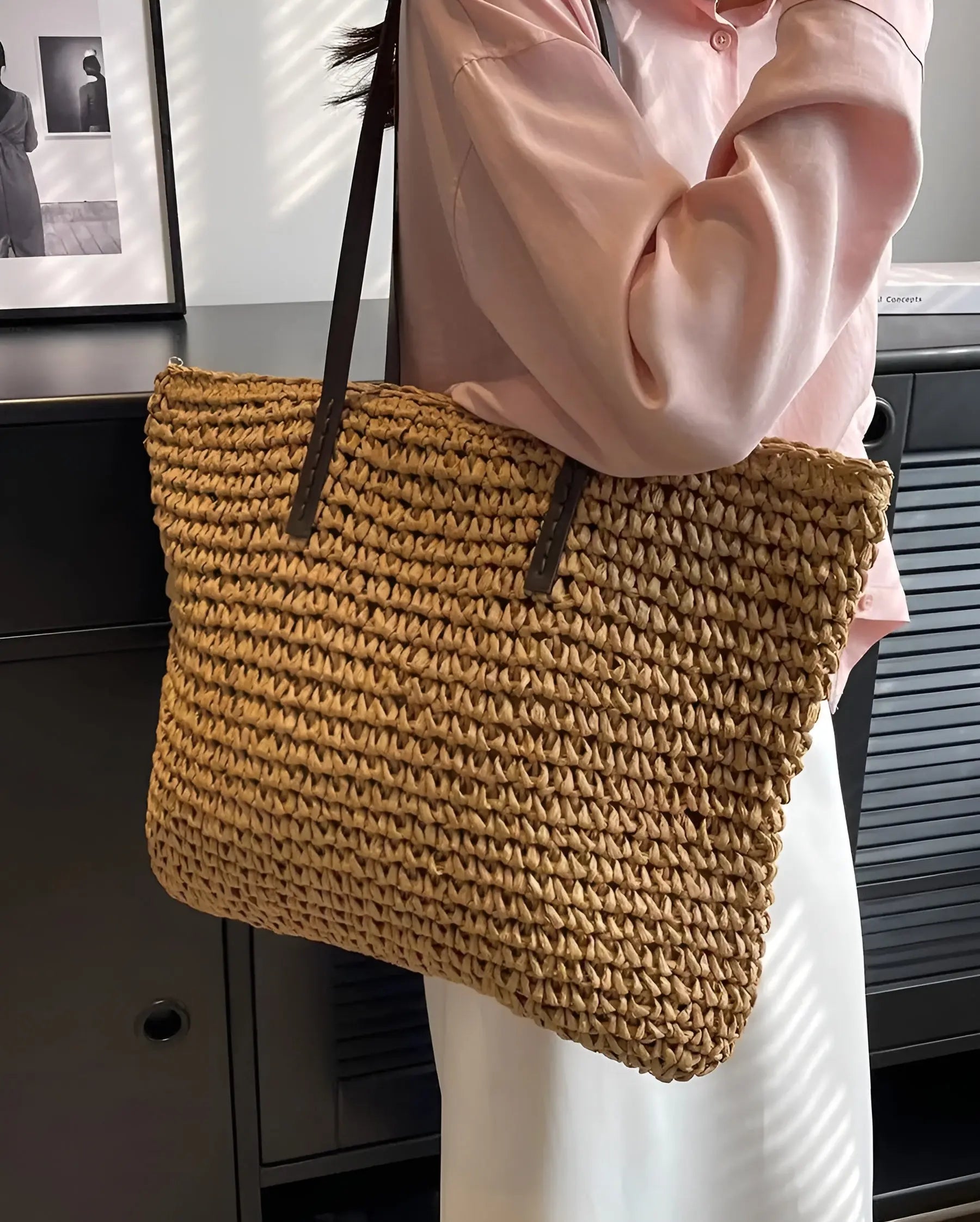Laura Woven Tote Bag Bohemian Style for Women